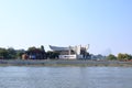 September 13 2021 - Tulcea in Romania:: View of the harbour area and Skyline of Tulcea Danube Delta Royalty Free Stock Photo