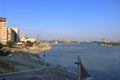September 13 2021 - Tulcea in Romania:: View of the harbour area and Skyline of Tulcea Danube Delta Royalty Free Stock Photo