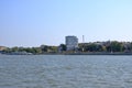 September 13 2021 - Tulcea in Romania:: View of the harbour area and Skyline of Tulcea Danube Delta