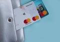 September 2, 2021, Ukraine, buy currency banking shopping Kiev plastic Mastercard in a wallet