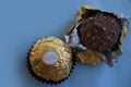 September 7, 2022 Ukraine city Kyiv candy luxury Ferrero Rocher a colored background