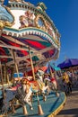 September 2, 2012 - Vancouver, Canada: Colourful vintage carousel horse ride at annual PNE Fair, late afternoon.