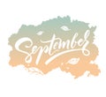 September vector typography illustration for greeting card, calendar, magazine, invitation, banner, poster. Autumn graphic design Royalty Free Stock Photo
