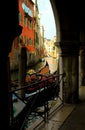 Venice Canal Sunny Afternoon, Red and Golden Gondola, Travel Italy, Europe