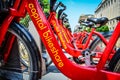 Close up of Capital Bikeshare, a bike rental system for residents and tourists in the District Royalty Free Stock Photo