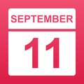 September 11. White calendar on a colored background. Day on the calendar. Eleventh of september. Illustration.