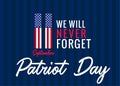 11 September, We will never forget poster for Patriot day USA Royalty Free Stock Photo