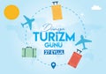 September 27, world tourism day. Turkish: 27 eylul, dunya turizm gunu Royalty Free Stock Photo