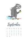 September 2019 year calendar page