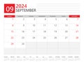 September 2024 year, Calendar planner 2024 and Set of 12 Months, week start on Sunday. Desk calendar 2024 design, simple and