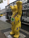 Yellow Berlin Bear along Unter Den Linden, Berlin, Germany