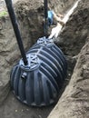 Septic leach field installation with tank Royalty Free Stock Photo