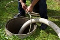 Septic tank: the cleaning of a domestic septic tank (MGW2058A1519) Royalty Free Stock Photo