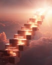 Stairs Made of Data Blocks Leading into Glowing Sky â Growth Metaphor Royalty Free Stock Photo