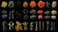 Sequence of evolving bacteria showcasing diverse shapes and structures over time in a laboratory setting. Generative AI