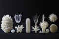 Evolution of bacteria displayed in various forms showcasing diversity and complexity in structure and shape. Generative