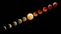 Lunar eclipse phases celestial event progression Royalty Free Stock Photo