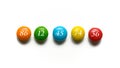 Sequence of numbers on colored smarties - white background Royalty Free Stock Photo