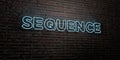 SEQUENCE -Realistic Neon Sign on Brick Wall background - 3D rendered royalty free stock image