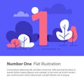 Sequential number, number one, top chart concept, night sky, flat illustration Royalty Free Stock Photo