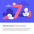 Sequential number, number seven, top chart concept, night sky, flat illustration Royalty Free Stock Photo