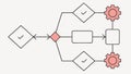 Sequential Process Diagram with Output Indication, vector design Generative AI Royalty Free Stock Photo