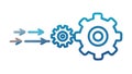Sequential Process Gears Icon for Workflow Efficiency, vector design Generative AI Royalty Free Stock Photo