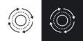 Sequential Process icon set. Simultaneous integrated processing pattern vector symbol in a black filled and outlined style. Step-