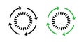 Sequential Process icon set. Simultaneous integrated processing pattern vector symbol in a black filled and outlined style. Step-