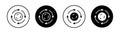 Sequential Process icon set. Simultaneous integrated processing pattern vector symbol in a black filled and outlined style. Step-