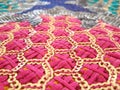 Sequin indian pattern fabric detail Royalty Free Stock Photo