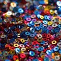 Sequins close-up macro. Abstract texture background with sequins. Royalty Free Stock Photo