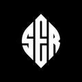SER circle letter logo design with circle and ellipse shape. SER ellipse letters with typographic style. The three initials form a Royalty Free Stock Photo
