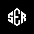 SER letter logo design with polygon shape. SER polygon and cube shape logo design. SER hexagon vector logo template white and Royalty Free Stock Photo