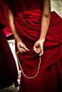 Sera Monastery Debating Monk wit beads, Lhasa Tibet