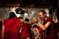 Sera Monastery Debating Monks laugh in Lhasa Tibet Royalty Free Stock Photo