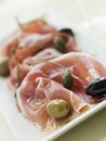 Serano Ham Olives and Caper Berries