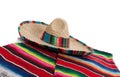 Serape and sombrero on a white background Royalty Free Stock Photo