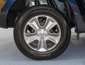 Serbia; Belgrade; April 2, 2017; The close up of Dacia Duster wheel; the 53rd International Motor Show in Belgrade from March