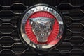 Serbia; Belgrade; April 2, 2017; Close up of Jaguar logo; the 53rd International Motor Show in Belgrade from March 24th to April