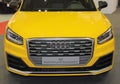 Serbia; Belgrade; April 2, 2017; Front of yellow Audi Q2; the 53rd International Motor Show in Belgrade from March 24th to April