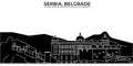 Serbia, Belgrade architecture vector city skyline, travel cityscape with landmarks, buildings, isolated sights on