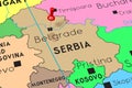 Serbia, Belgrade - capital city, pinned on political map Royalty Free Stock Photo