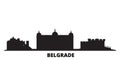 Serbia, Belgrade city skyline isolated vector illustration. Serbia, Belgrade travel black cityscape Royalty Free Stock Photo