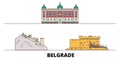 Serbia, Belgrade flat landmarks vector illustration. Serbia, Belgrade line city with famous travel sights, skyline Royalty Free Stock Photo