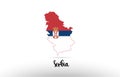 Serbia country flag inside map contour design icon logo Royalty Free Stock Photo