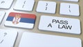 Serbia Country National Flag and Pass a Law Text on Button 3D Illustration Royalty Free Stock Photo