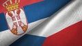 Serbia and Czech Republic two flags textile cloth, fabric texture Royalty Free Stock Photo