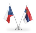 Serbia and Czech Republic table flags isolated on white 3D rendering Royalty Free Stock Photo