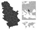 Serbia - detailed country outline and location on world map.